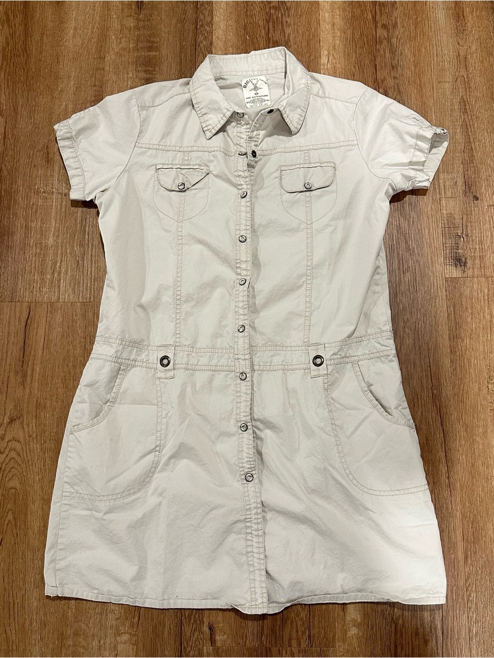 Khaki cream Button-Front utility Dress from 90s